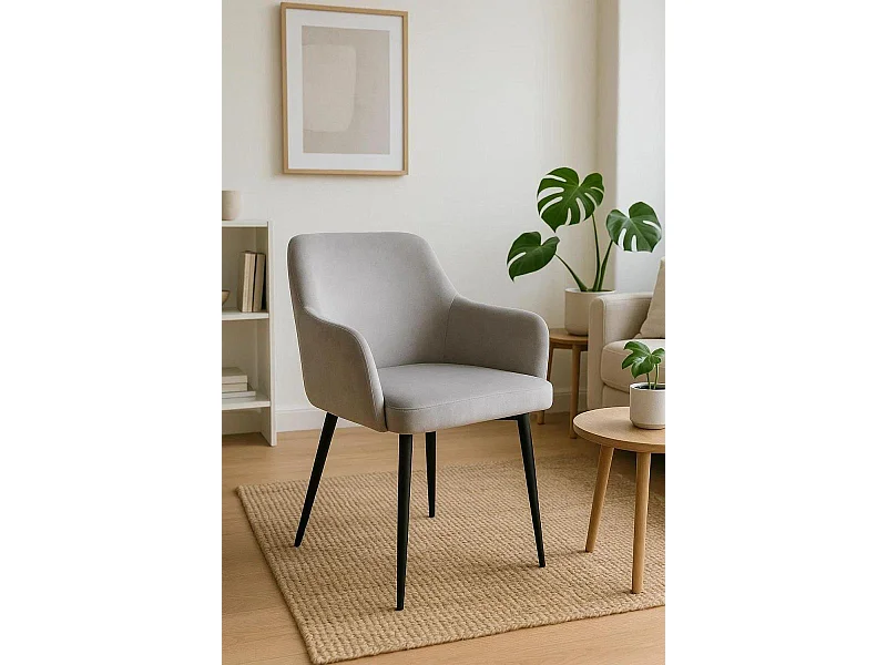 Sillas Comedor - Silla Puan Terciopelo - Gris claro