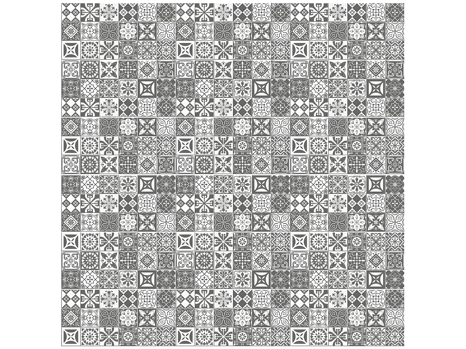 Pack 6 stickers adhésifs frises carrelages | Autocollant Frises Mosaïque Carreaux de ciment - NUANCE DE GRIS ROSO - 6 frises de 20 x 120 cm