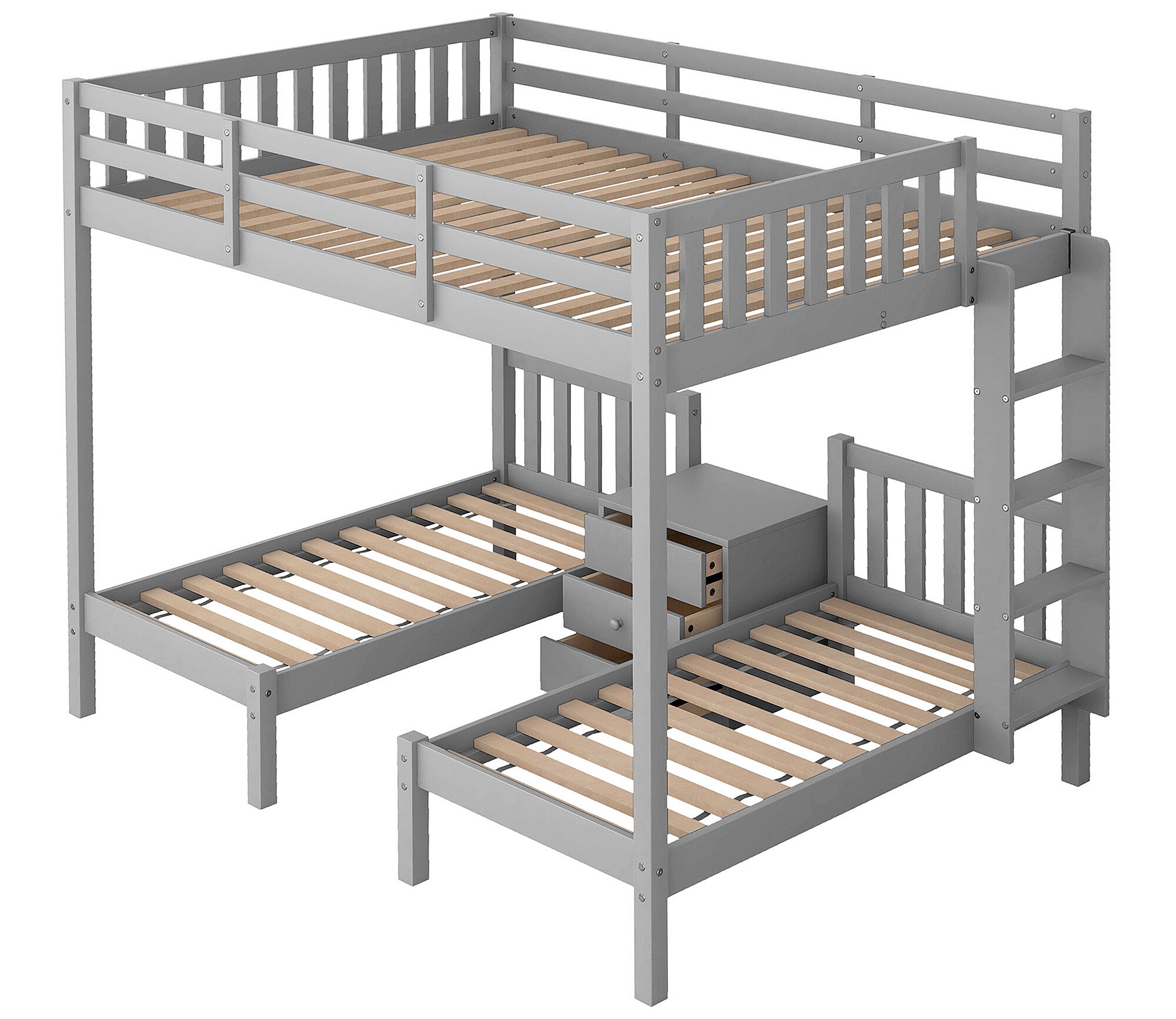 Stapelbedden 3 bedden 140x200cm + 2x70x140cm, met nachtkastje ...