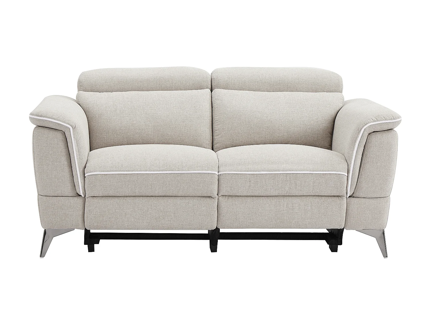 Elektrische relax-zitbanken met 3 en 2 plaatsen in beige stof MACARI