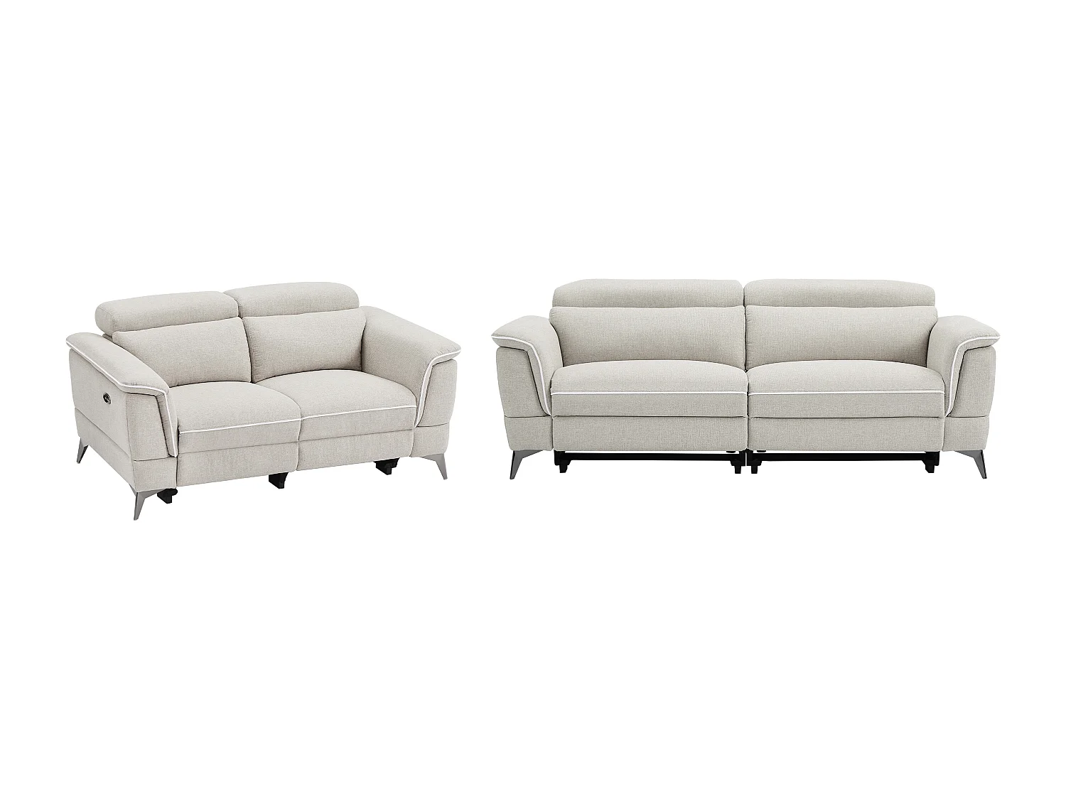 Canapés 3 places et 2 places relax électrique en tissu beige MACARI