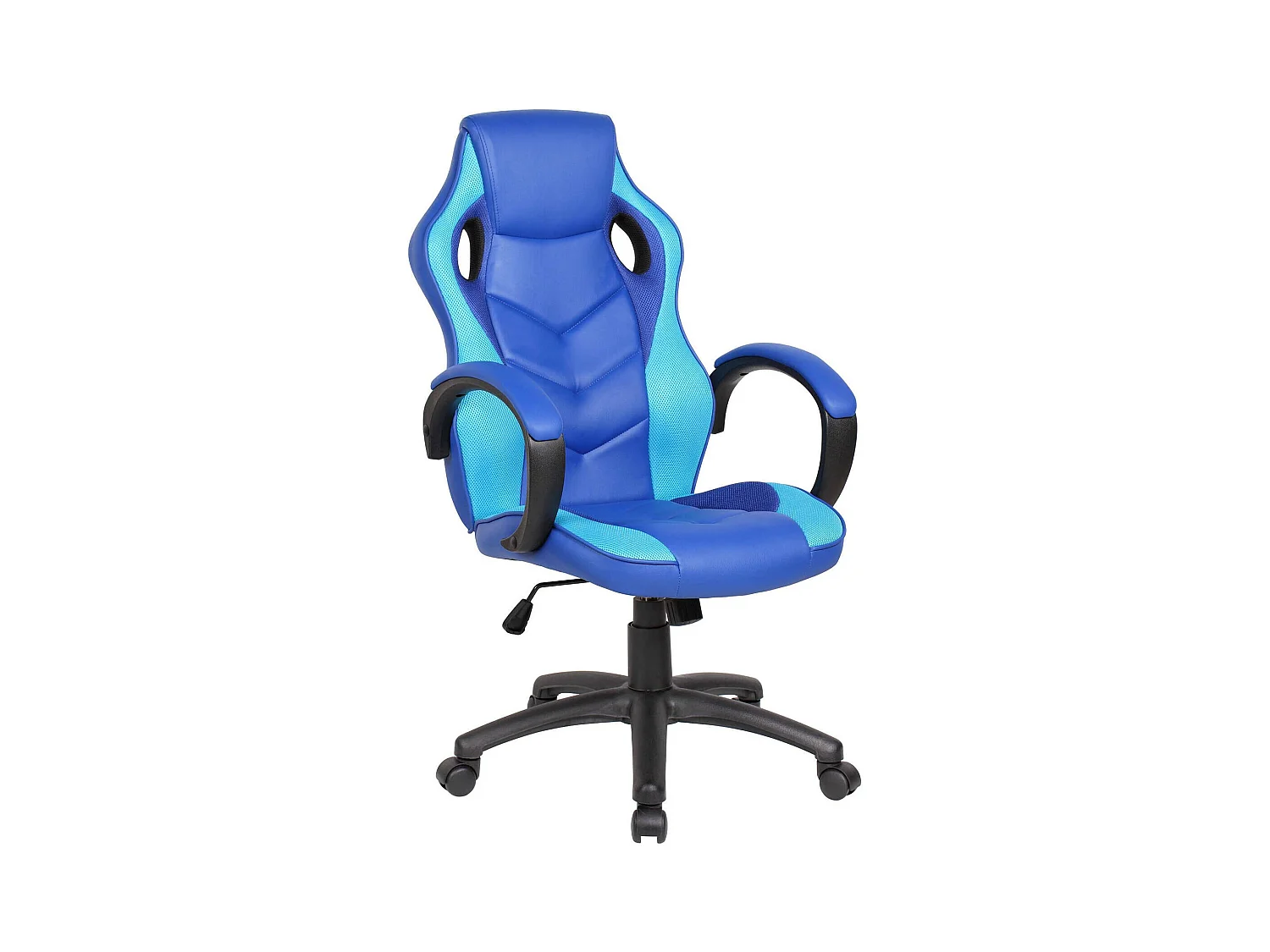 Chaise de jeu Darlanc, Fauteuil de jeu pour adultes, Chaise de bureau, 66x61h104/114 cm, Bleu et bleu ciel