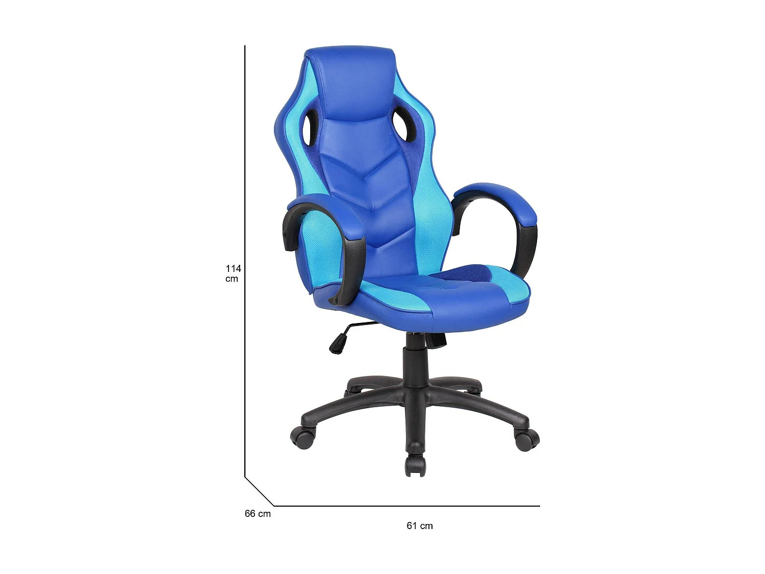 Chaise de jeu Darlanc, Fauteuil de jeu pour adultes, Chaise de bureau, 66x61h104/114 cm, Bleu et bleu ciel