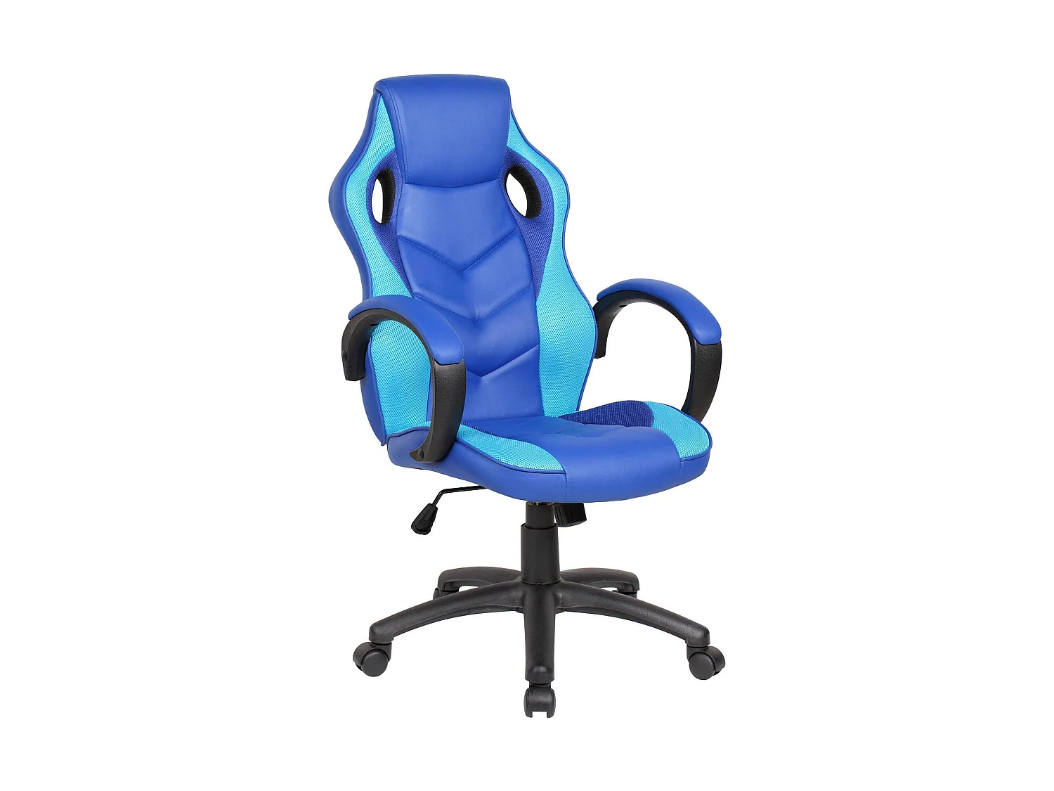 Darlanc gamingstoel, Gamefauteuil voor volwassenen, Bureaustoel, 66x61h104/114 cm, Blauw en Lichtblauw