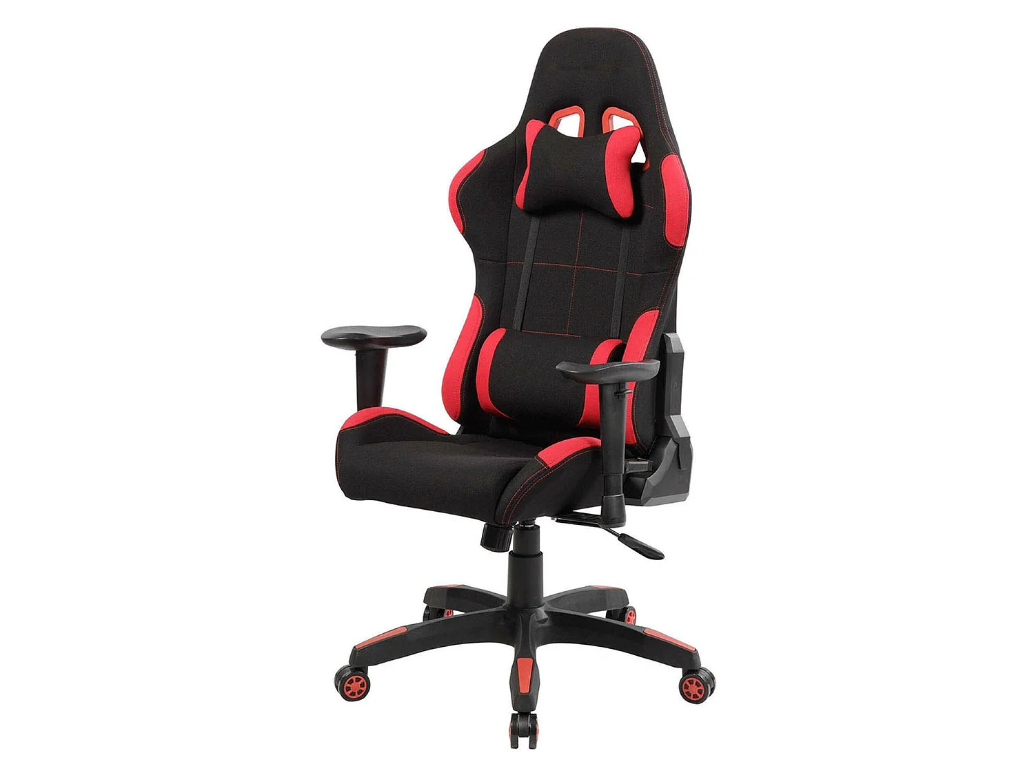 Chaise de jeu Daren, Fauteuil de jeu pour adultes, Chaise de bureau, 57x72h124/134 cm, Noir et Rouge