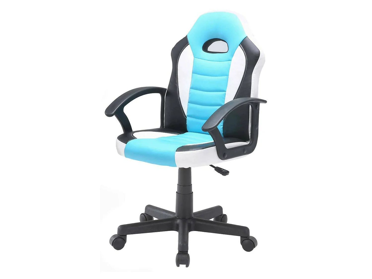 Chaise de jeu Dfaraon, Fauteuil de jeu pour enfants, Chaise de bureau, 56x55h89/100 cm, Bleu et blanc