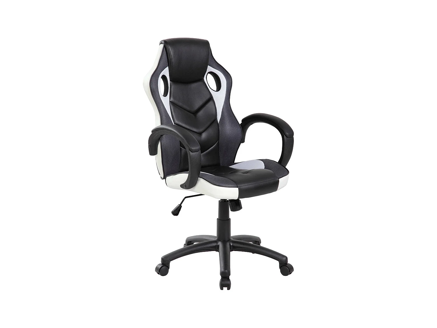 Chaise de jeu Darlanc, Fauteuil de jeu pour adultes, Chaise de bureau, 66x61h104/114 cm, Noir et Blanc
