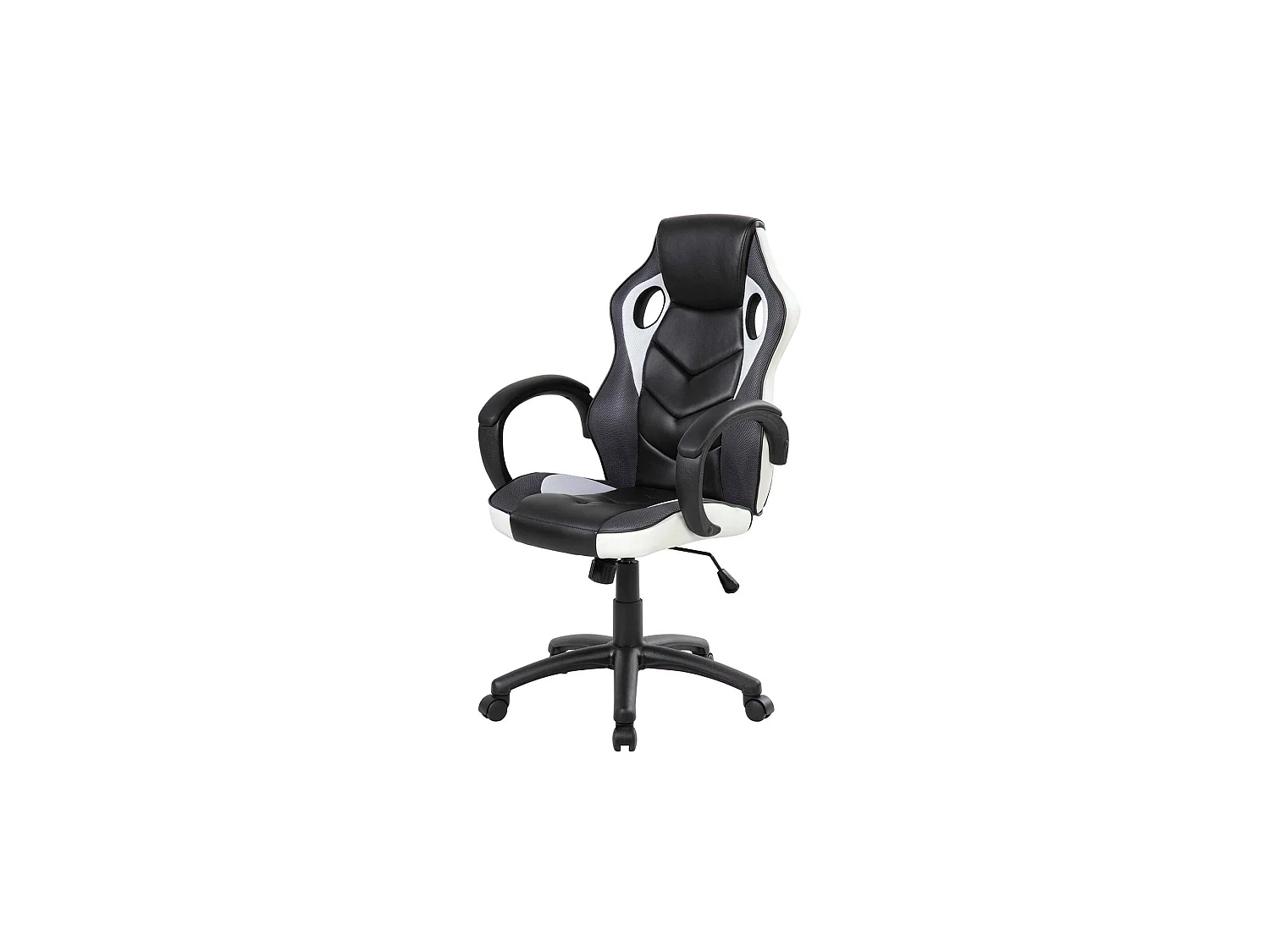 Chaise de jeu Darlanc, Fauteuil de jeu pour adultes, Chaise de bureau, 66x61h104/114 cm, Noir et Blanc