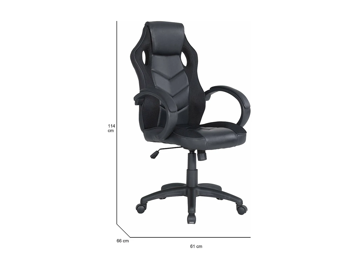 Dmora - Sedia con ruote Urbana, 66x61h104/114 cm, Nero