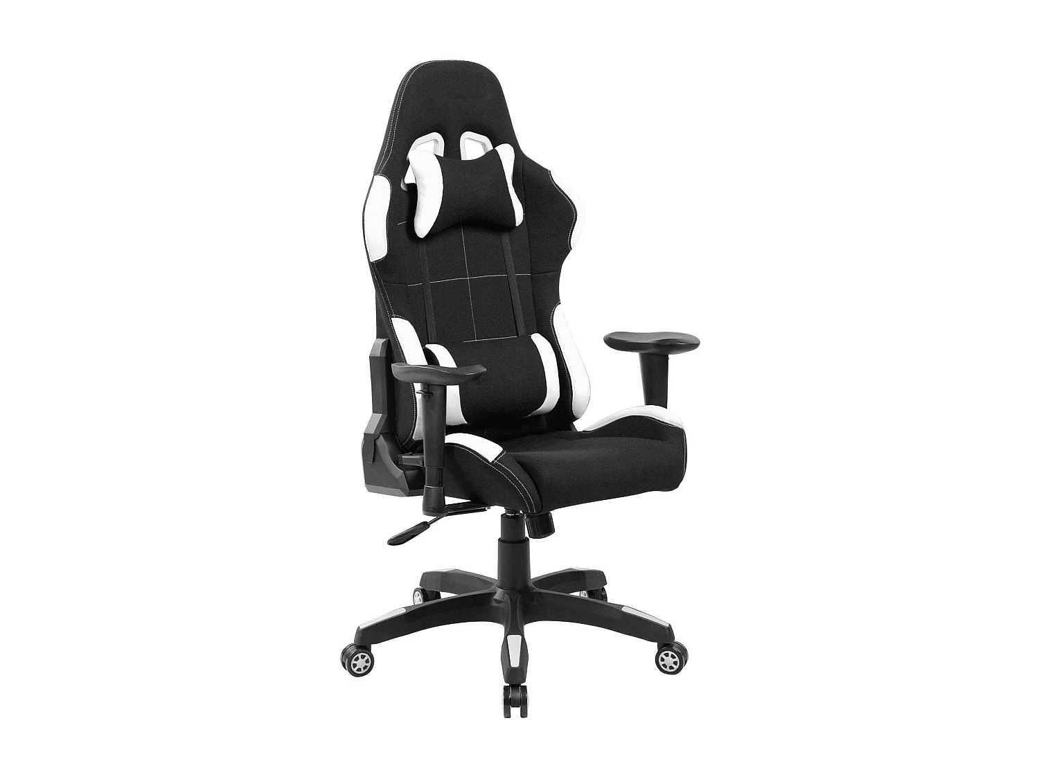 Chaise de jeu Daren, Fauteuil de jeu pour adultes, Chaise de bureau, 57x72h124/134 cm, Noir et Blanc