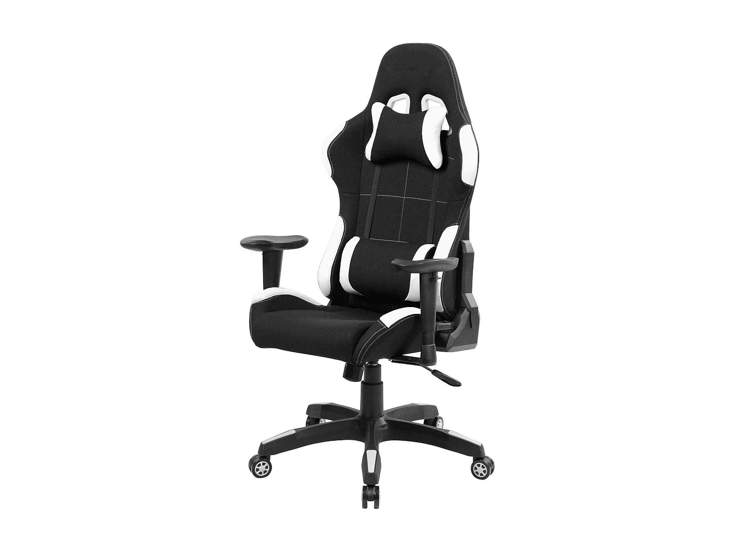 Chaise de jeu Daren, Fauteuil de jeu pour adultes, Chaise de bureau, 57x72h124/134 cm, Noir et Blanc
