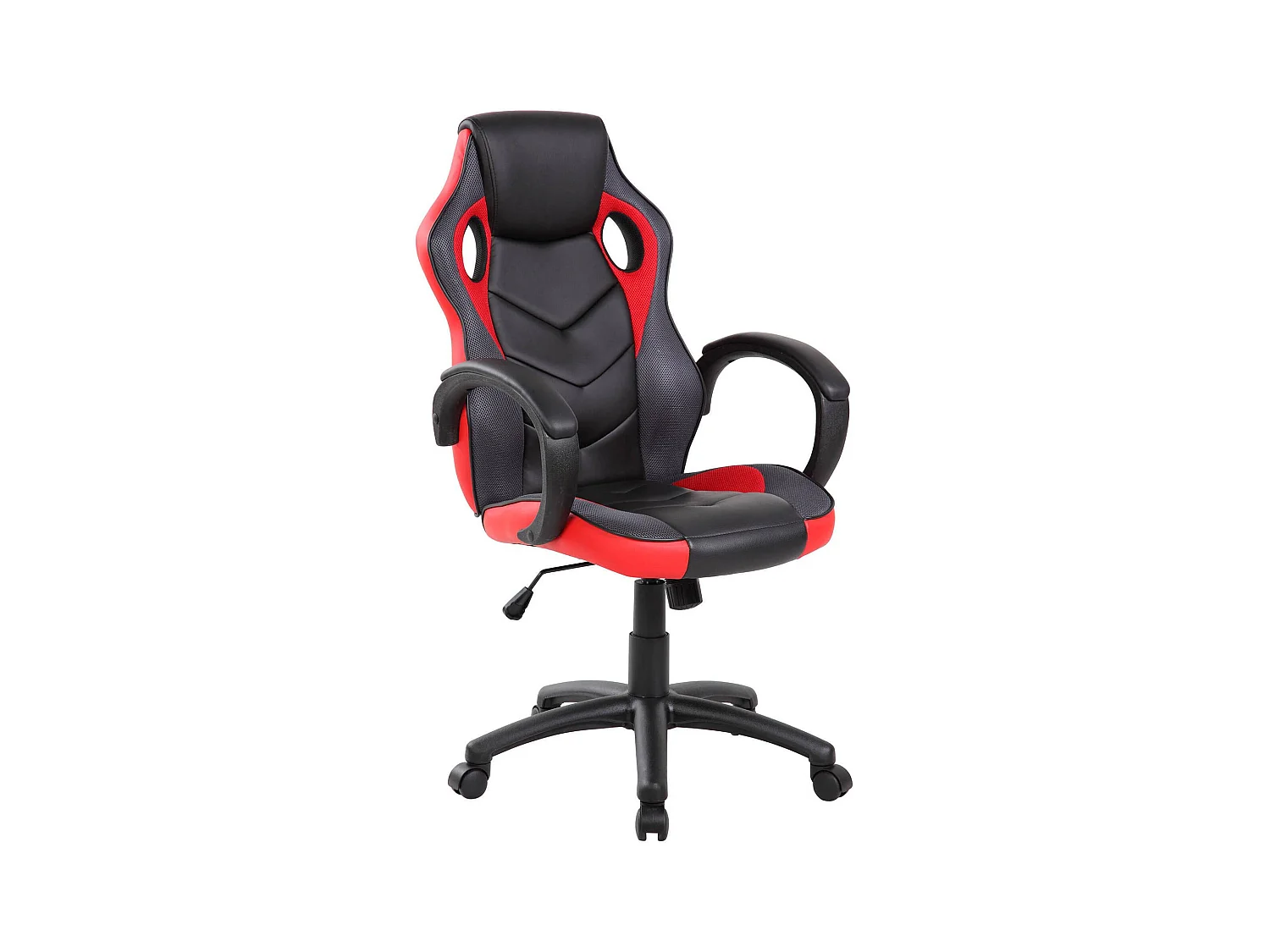 Chaise de jeu Darlanc, Fauteuil de jeu pour adultes, Chaise de bureau, 66x61h104/114 cm, Noir et Rouge