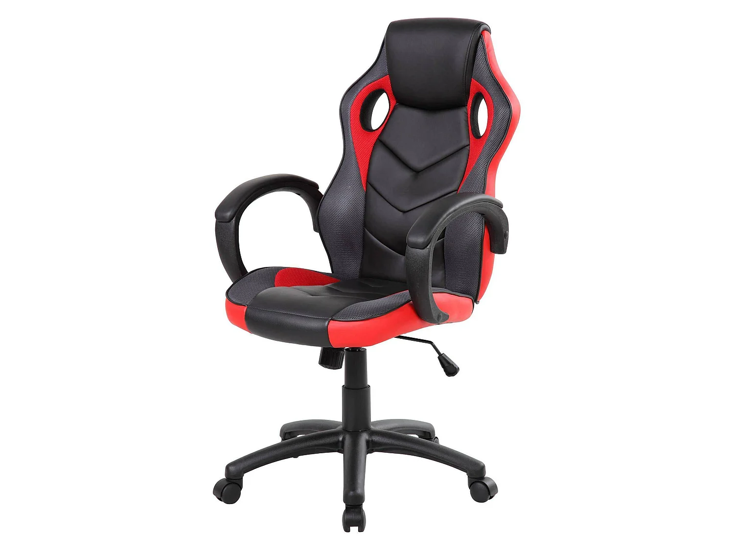 Darlanc gamingstoel, Gamefauteuil voor volwassenen, Bureaustoel, 66x61h104/114 cm, Zwart en Rood