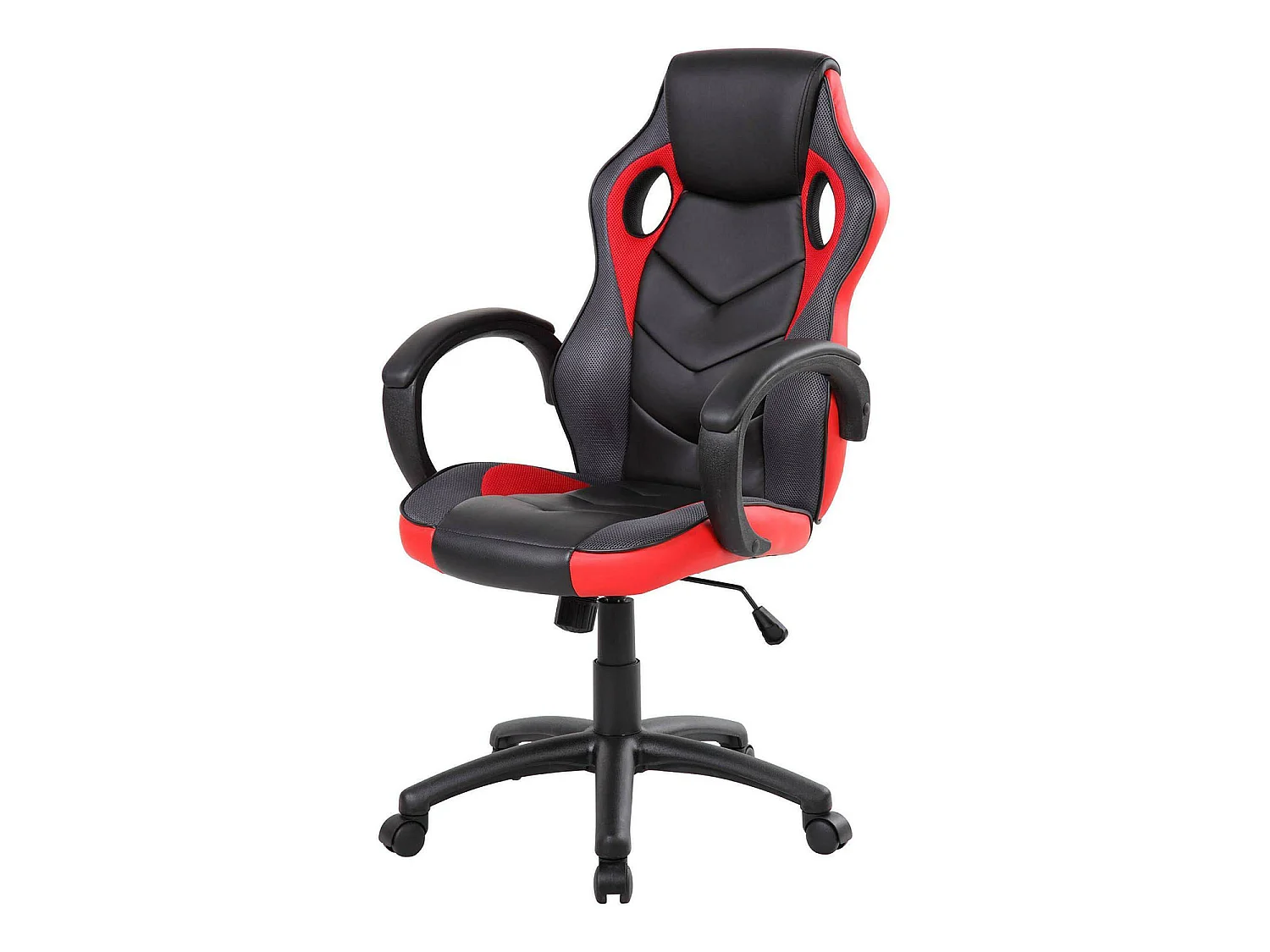 Darlanc gamingstoel, Gamefauteuil voor volwassenen, Bureaustoel, 66x61h104/114 cm, Zwart en Rood