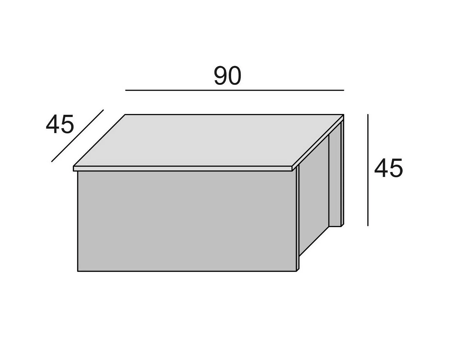 Dmora - Baule Ayusnay, 90x45h45 cm, Bianco e Cemento