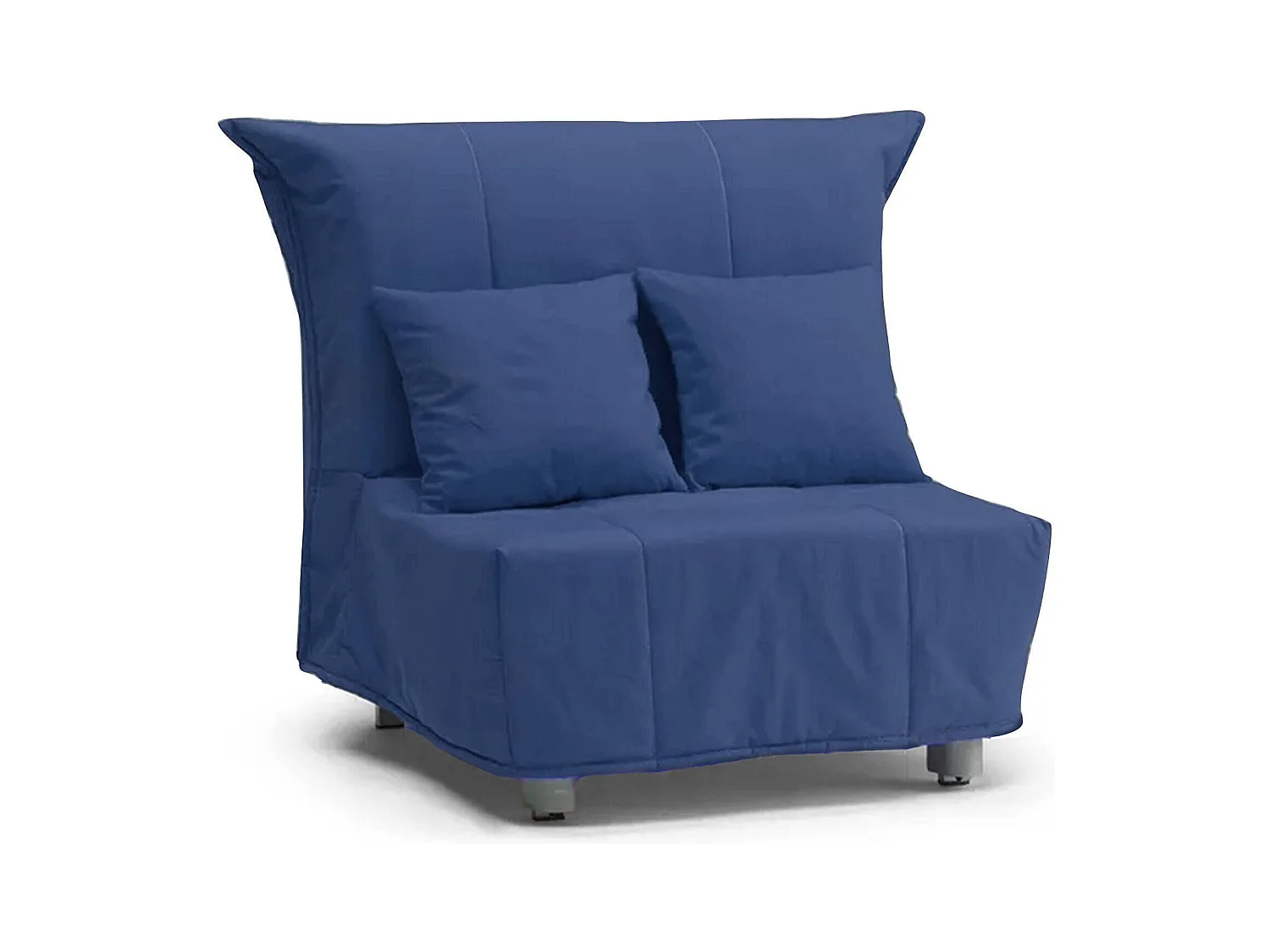 Canapé-lit Dabargi, Canapé simple, 100% Made in Italy, Fauteuil de salon avec ouverture trolley, en tissu rembourré, avec coussins inclus, 85x90h85 cm, Bleu