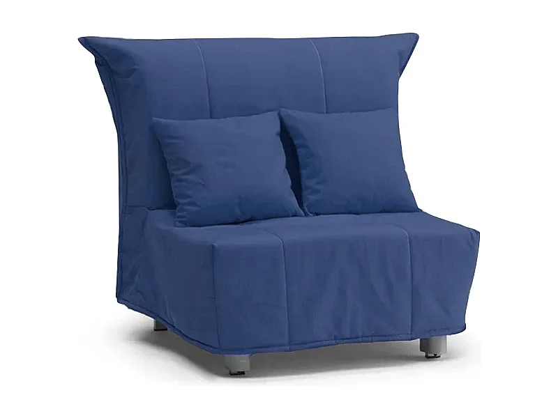 Dabargi slaapbank, enkele bank, 100% gemaakt in Italië, woonkamerfauteuil met trolley-opening, in gewatteerde stof, inclusief kussens, 85x90h85 cm, blauw