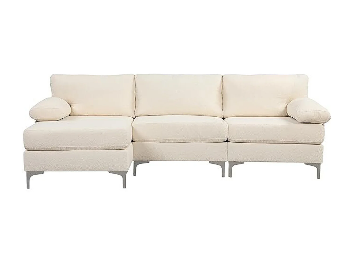 Ecksofa links 4/5-Sitzer aus Samt, beige GALWAY