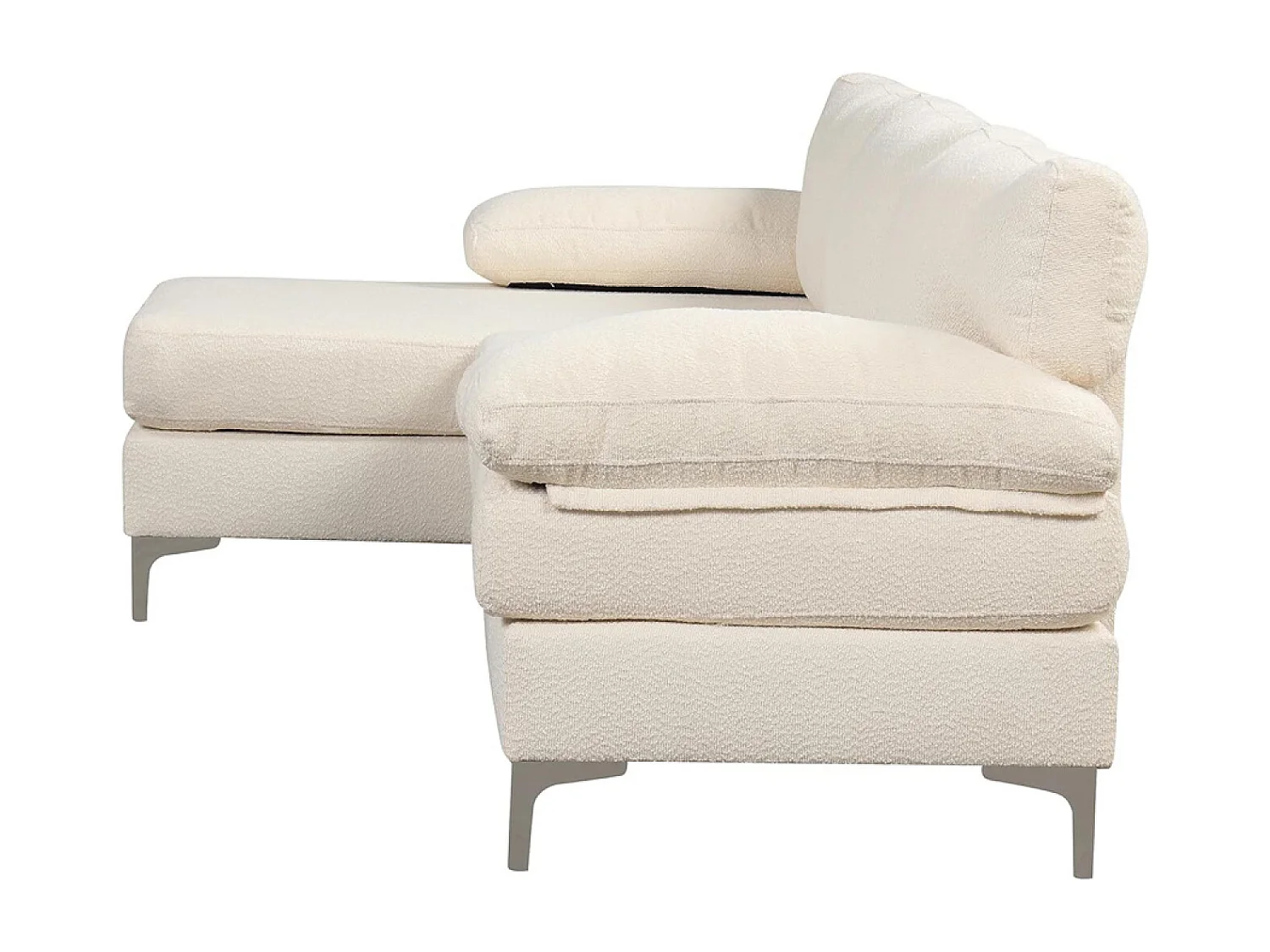 Ecksofa links 4/5-Sitzer aus Samt, beige GALWAY