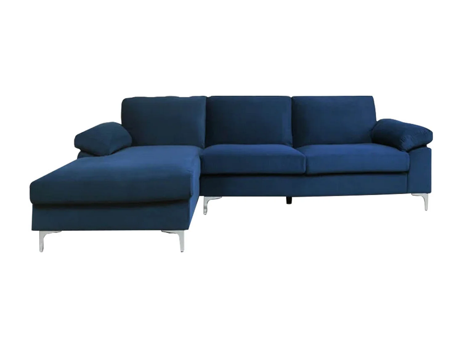 Canapé d'angle gauche 4-5 places en velours bleu GALWAY