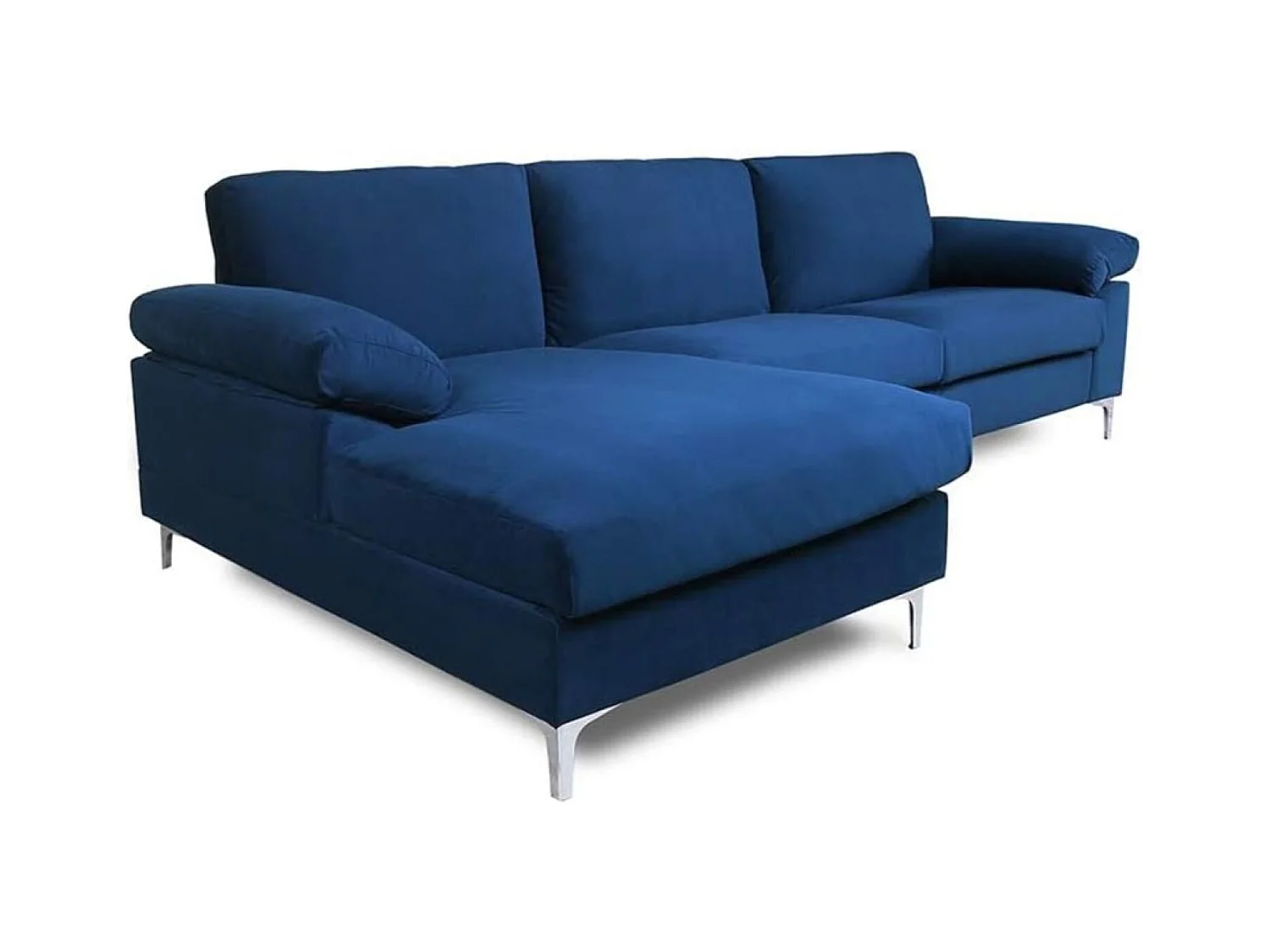 Sofá rinconera 4-5 plazas de terciopelo azul GALWAY