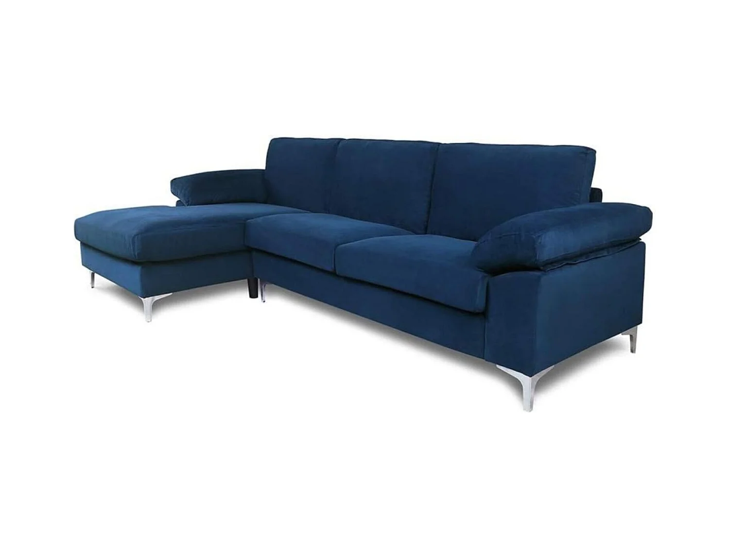 Sofá rinconera 4-5 plazas de terciopelo azul GALWAY