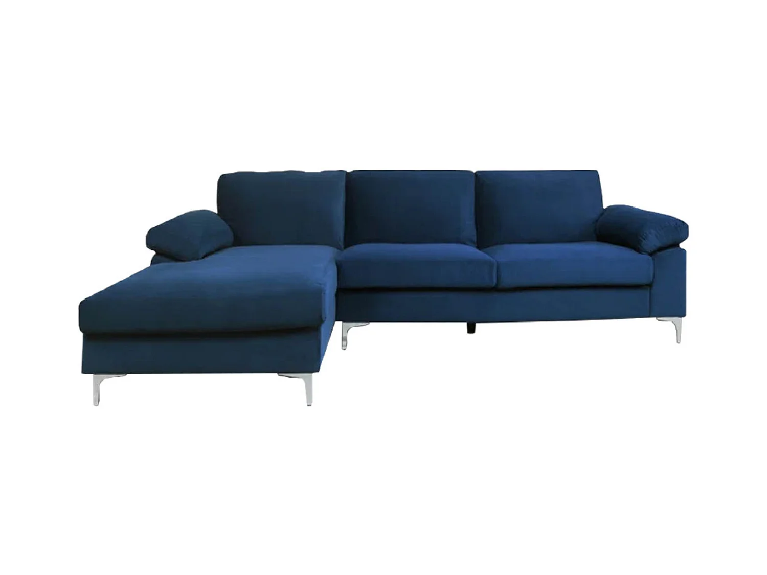 Sofá rinconera 4-5 plazas de terciopelo azul GALWAY