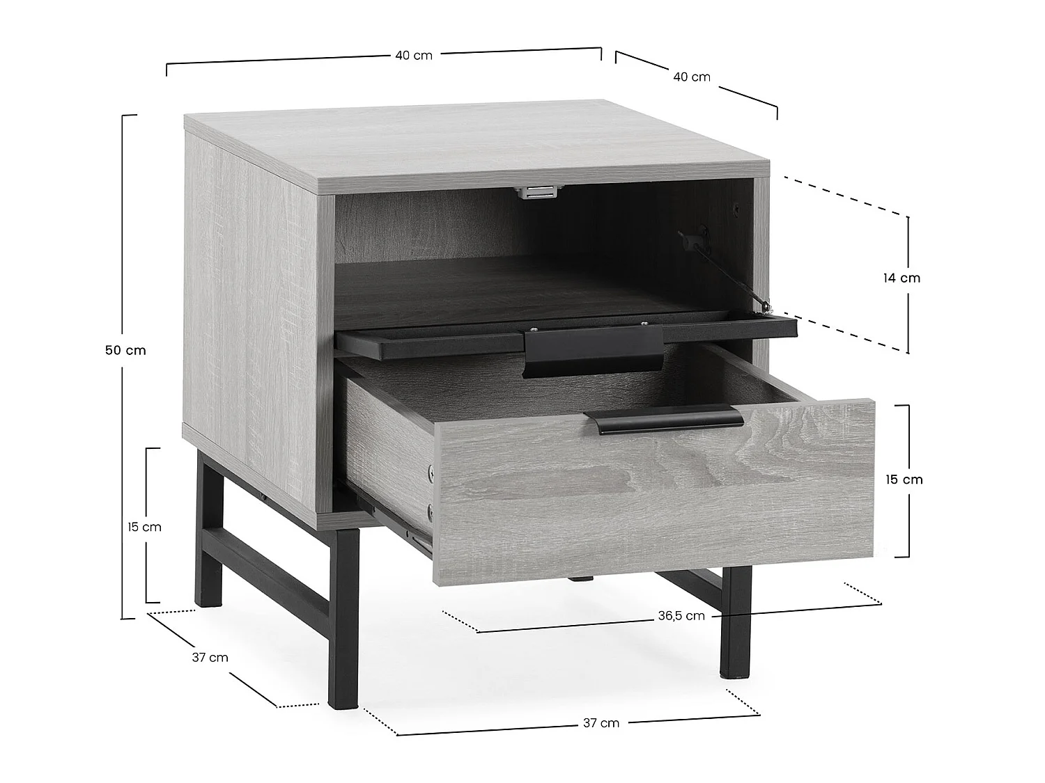 Mesita de noche Hera 1 puerta 1 cajón color madera