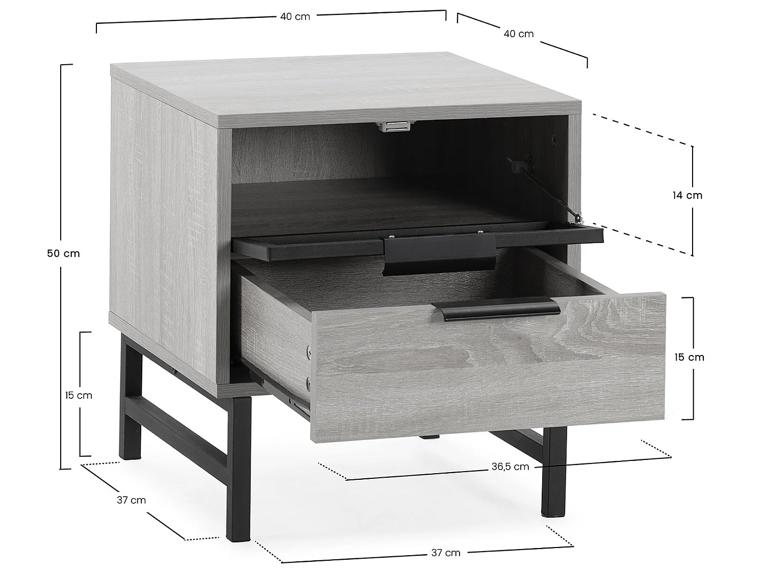 Table de chevet Hera 1 porte 1 tiroir coloris bois
