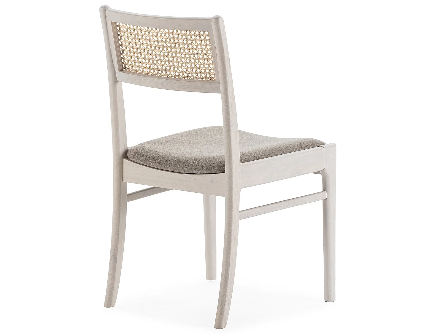 Pack de 2 chaises Vilma Couleur Blanc Wash, Bois Massif et Rotin naturel