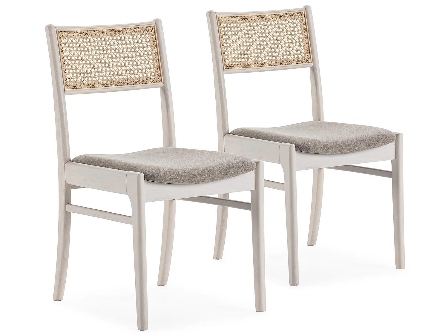 Set di 2 sedie Vilma Colore Bianco Lavato, legno massello e rattan naturale