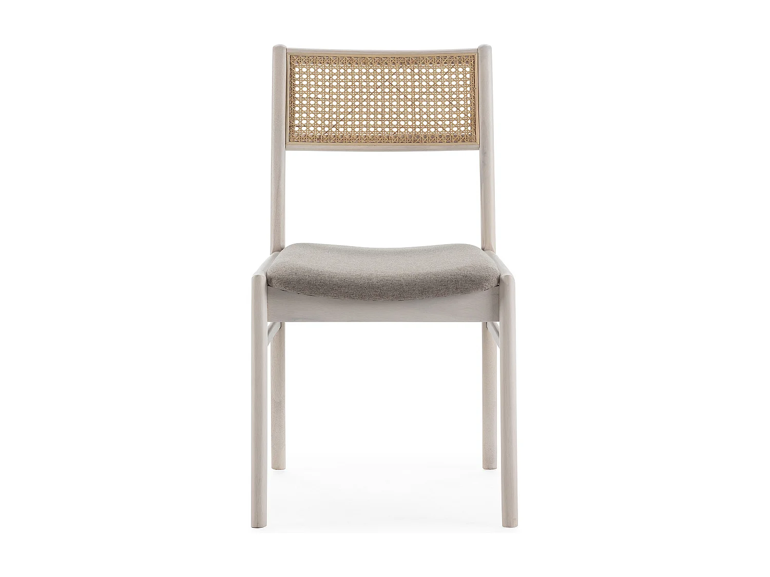 Pack 2 sillas Vilma Color Blanco Wash, Madera Maciza y ratán Natural