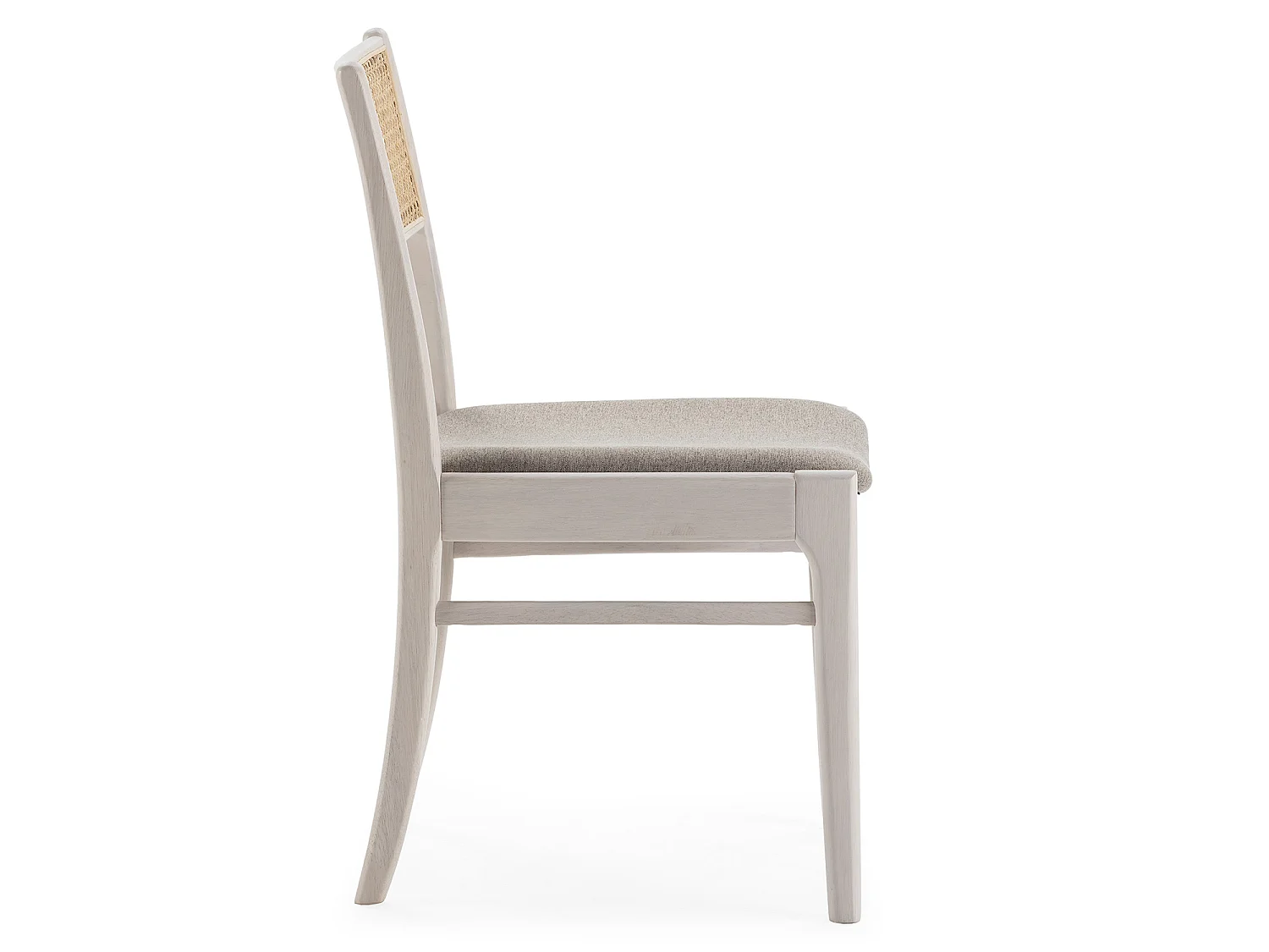 Pack de 2 cadeiras Vilma em Branco Lavado, Madeira Maciça e Rattan Natural