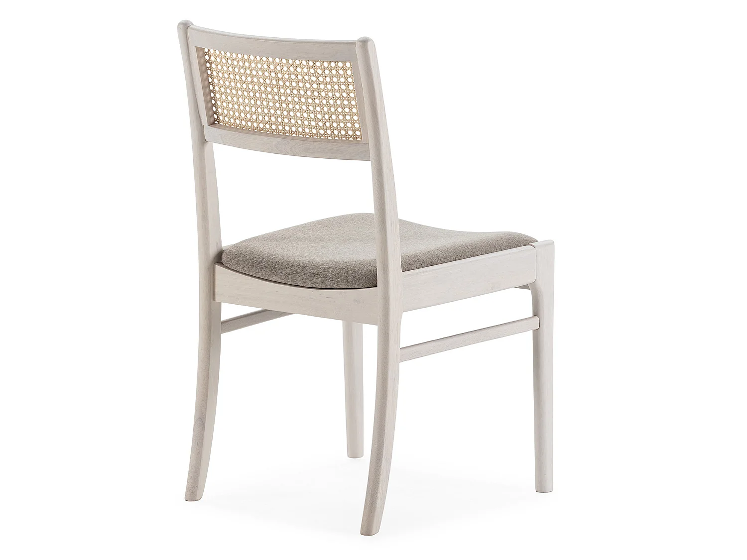 Pack de 2 cadeiras Vilma em Branco Lavado, Madeira Maciça e Rattan Natural