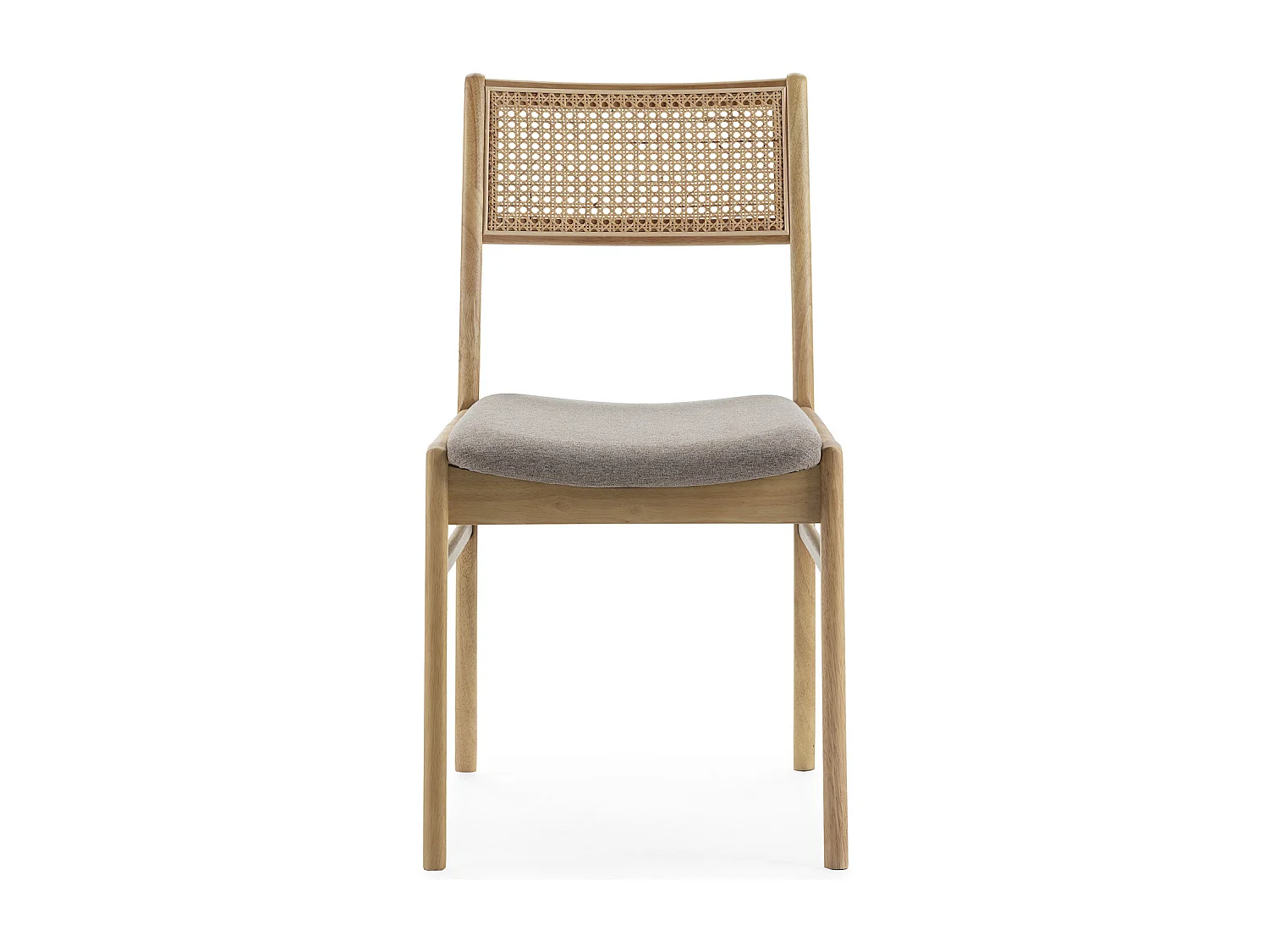 Pack de 2 chaises Vilma Couleur Chêne, Bois Massif et Rotin Naturel
