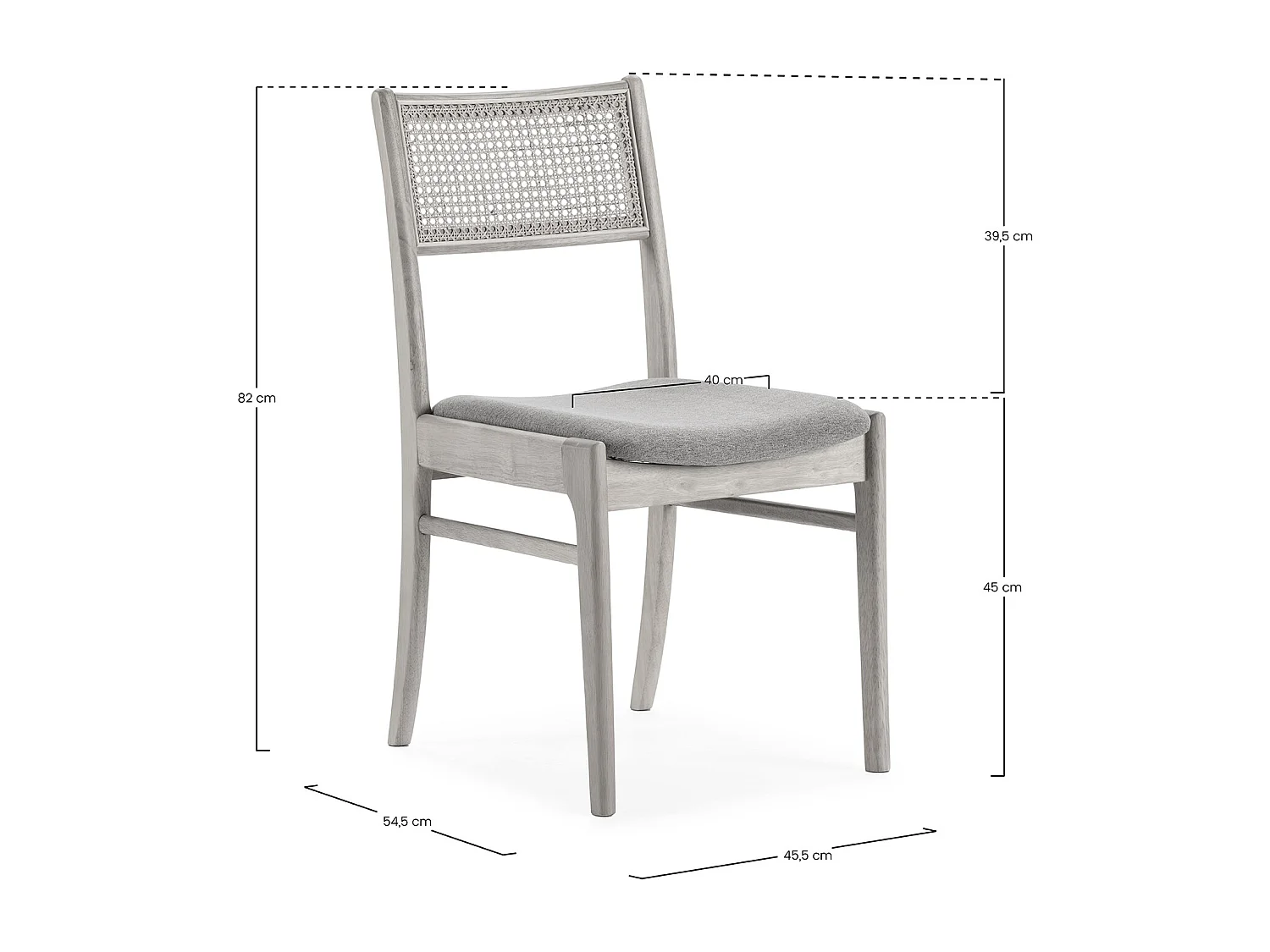 Pack de 2 chaises Vilma Couleur Chêne, Bois Massif et Rotin Naturel