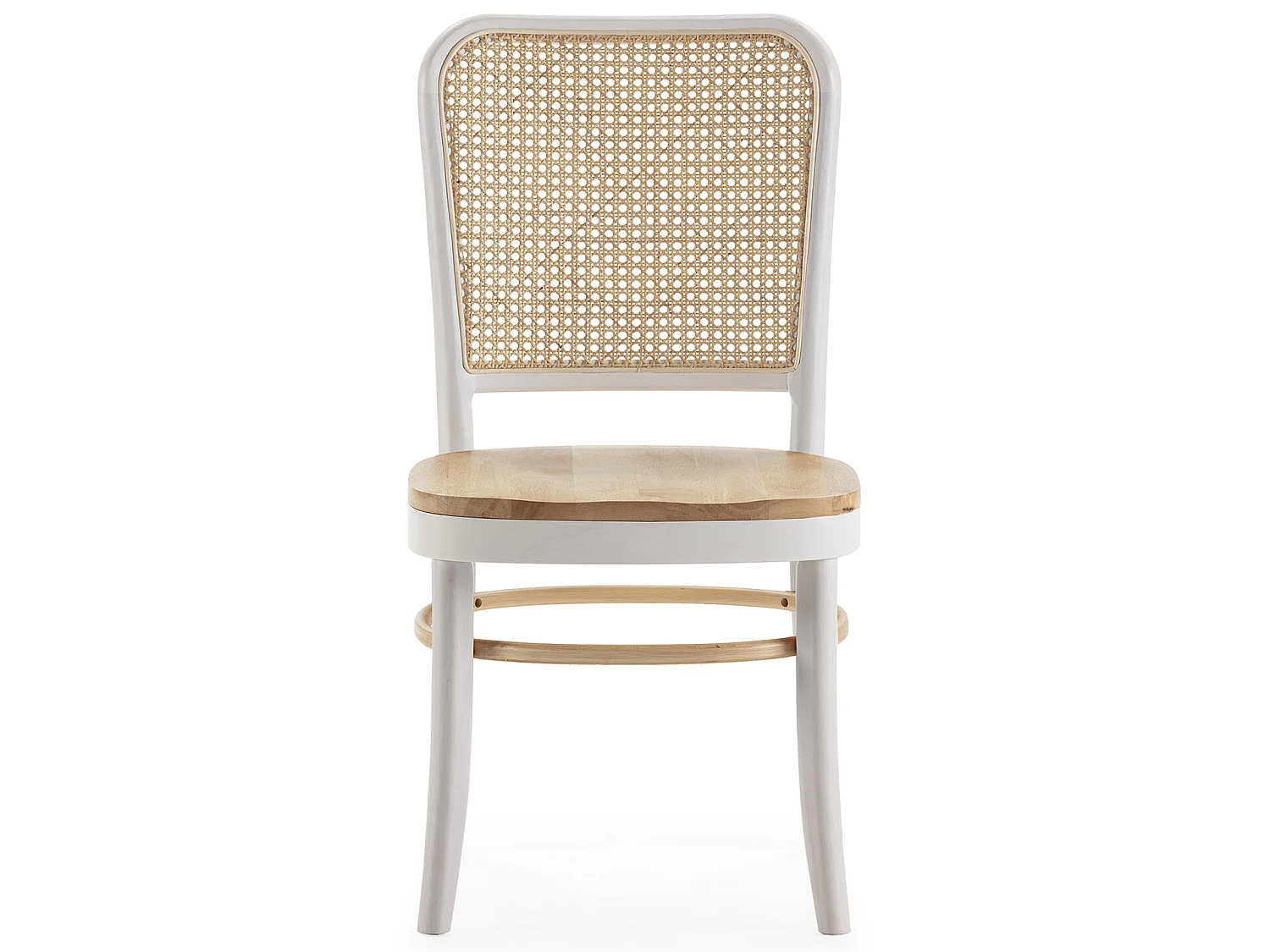 Pack de 2 cadeiras Vesta em Branco/carvalho, Madeira Maciça e Rattan Natural