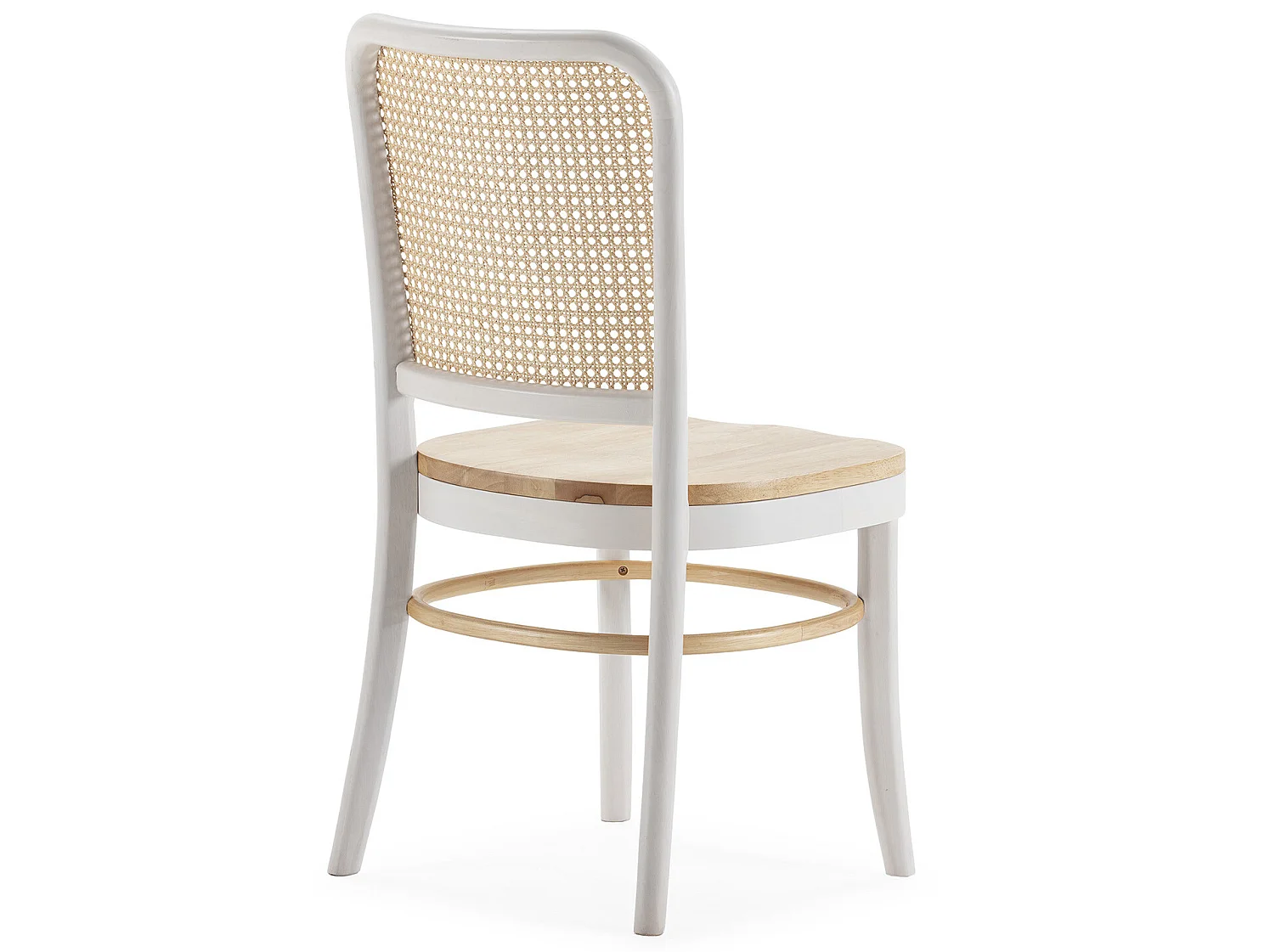 Pack de 2 cadeiras Vesta em Branco/carvalho, Madeira Maciça e Rattan Natural