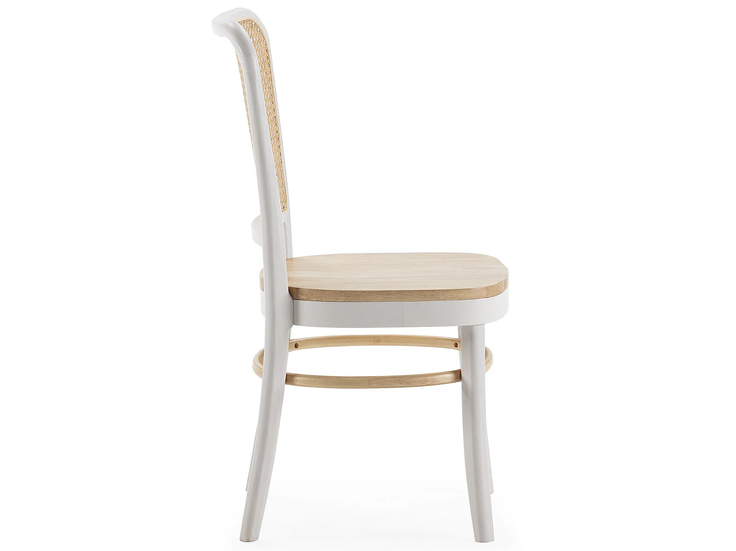 Pack de 2 chaises Vesta Couleur Blanc/chêne, Bois Massif et Rotin naturel