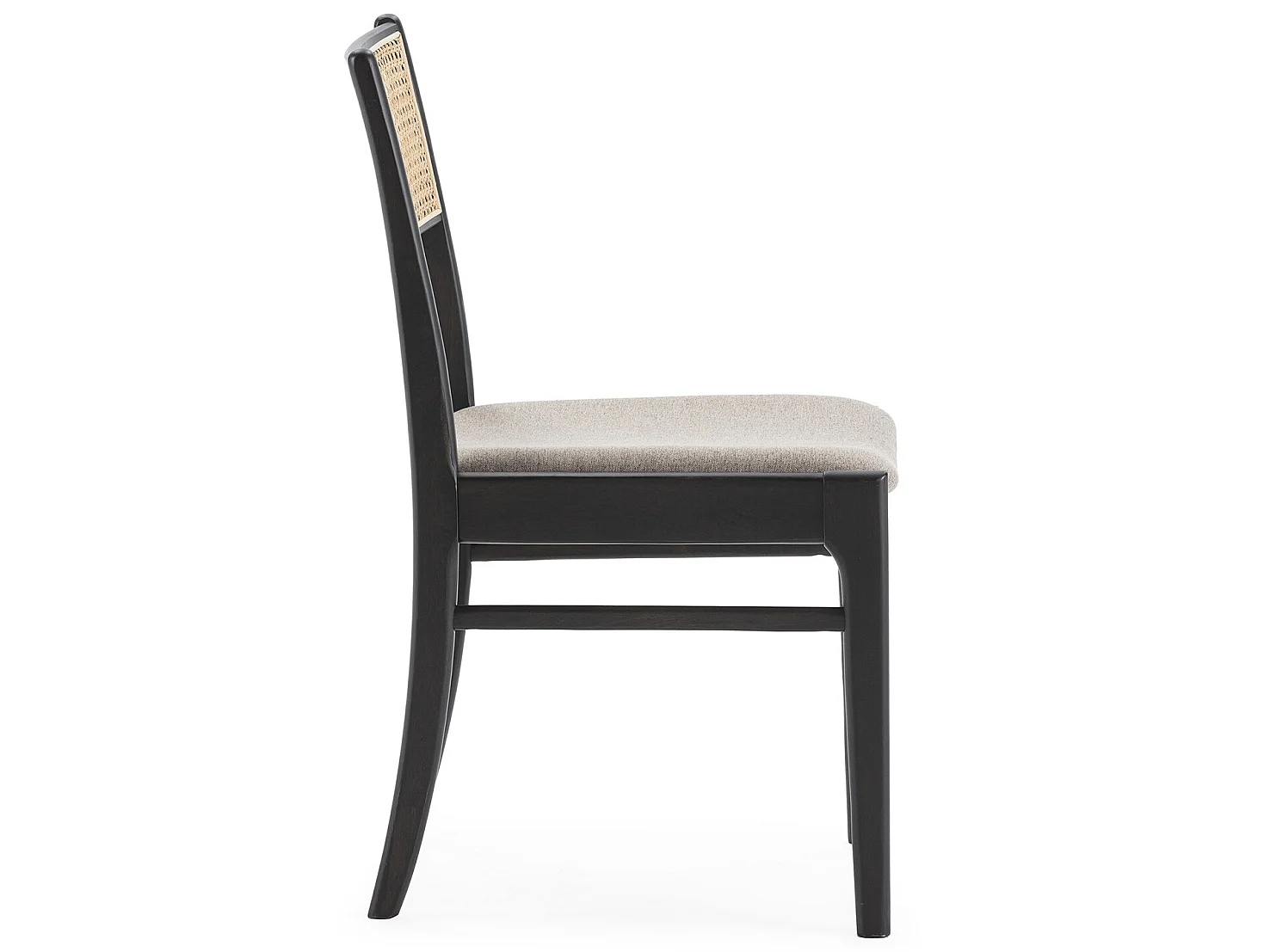 Pack de 2 cadeiras Vilma em Preto Lavado, Madeira Maciça e Rattan Natural