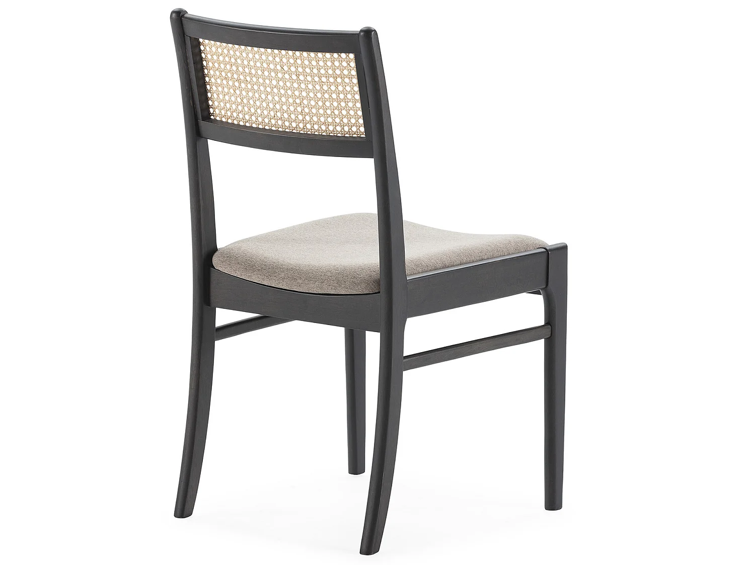 Pack de 2 cadeiras Vilma em Preto Lavado, Madeira Maciça e Rattan Natural