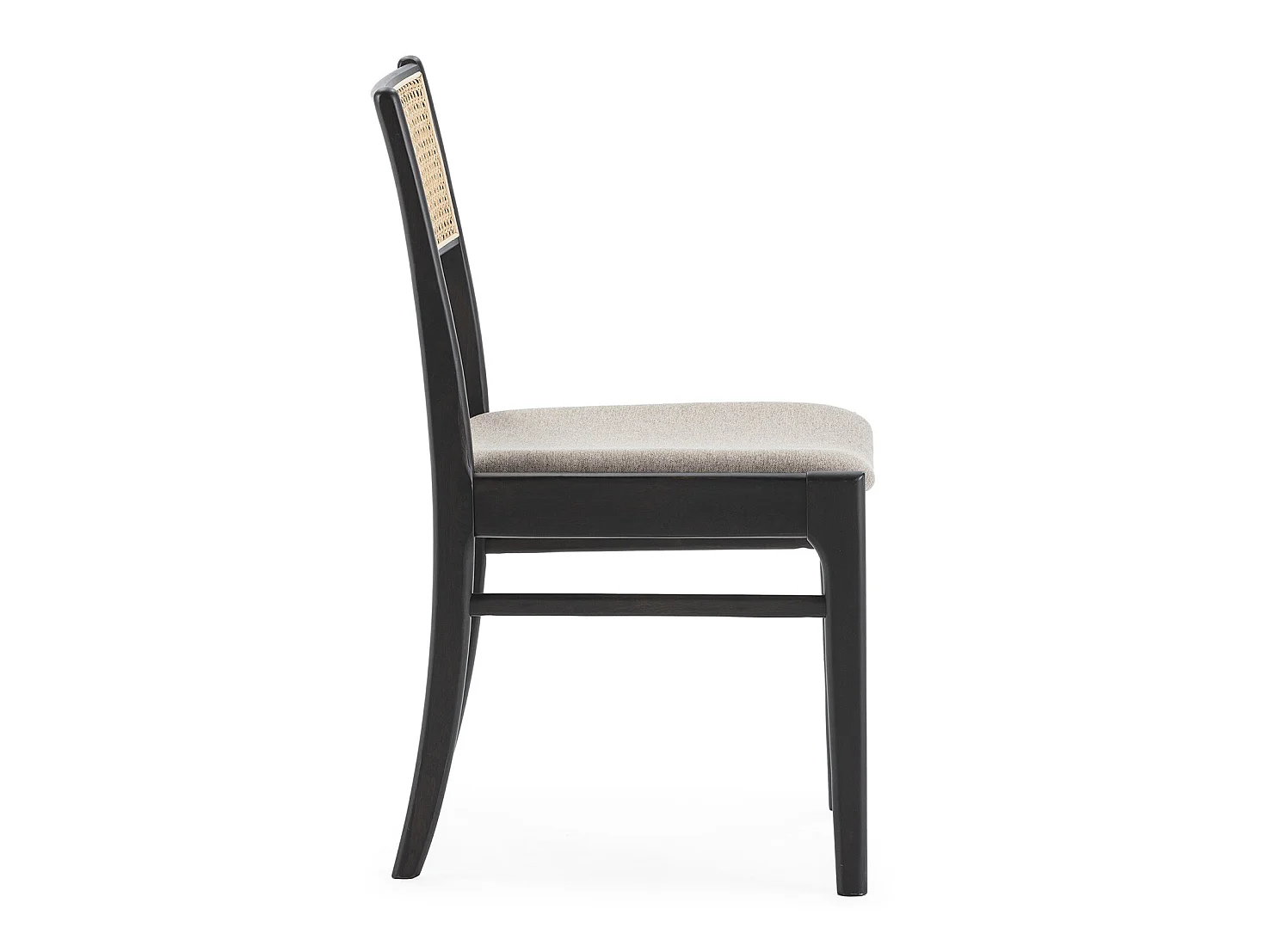 Pack de 2 chaises Vilma Couleur Noir Wash, Bois Massif et Rotin naturel