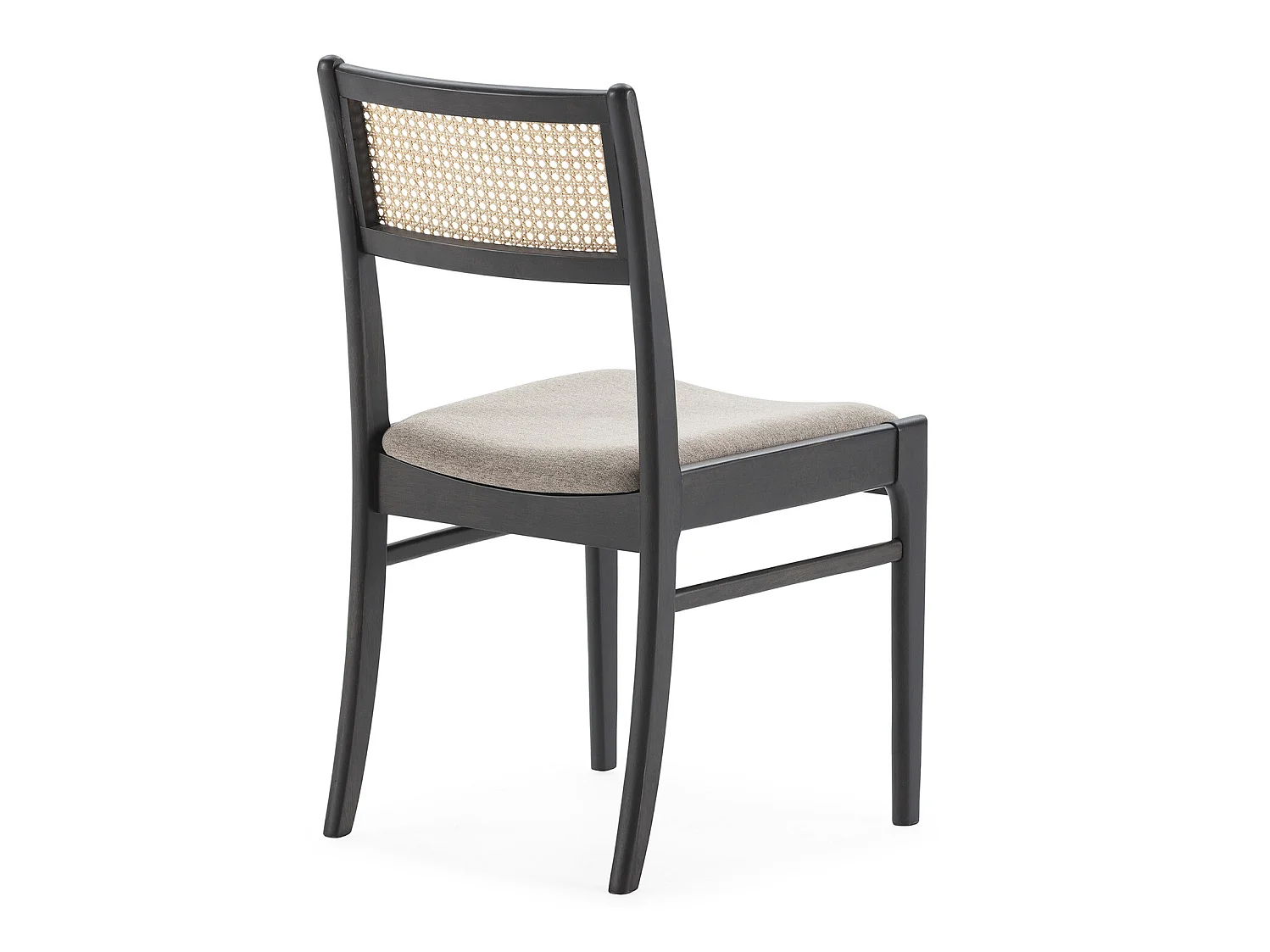 Pack de 2 chaises Vilma Couleur Noir Wash, Bois Massif et Rotin naturel