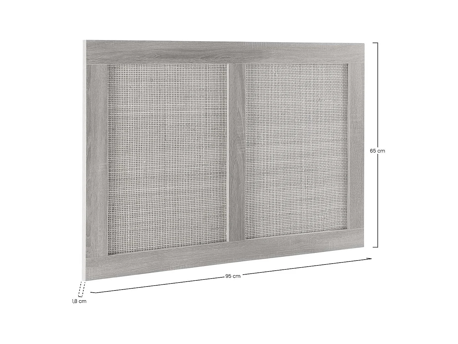 Tête de lit Musa 95 x 65 cm couleur chêne, rotin naturel