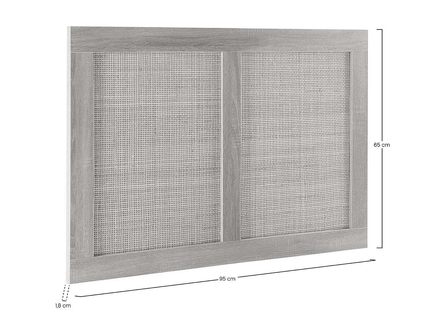 Tête de lit Musa 95 x 65 cm couleur chêne, rotin naturel