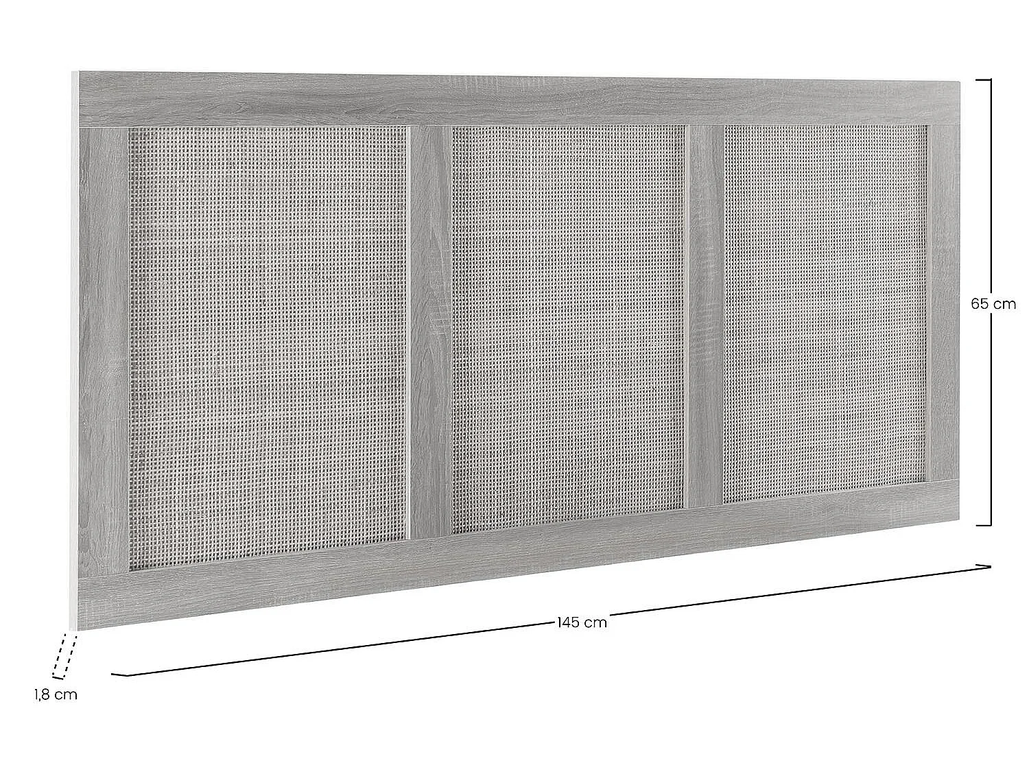 Tête de lit Musa 145x65 cm couleur chêne, rotin naturel