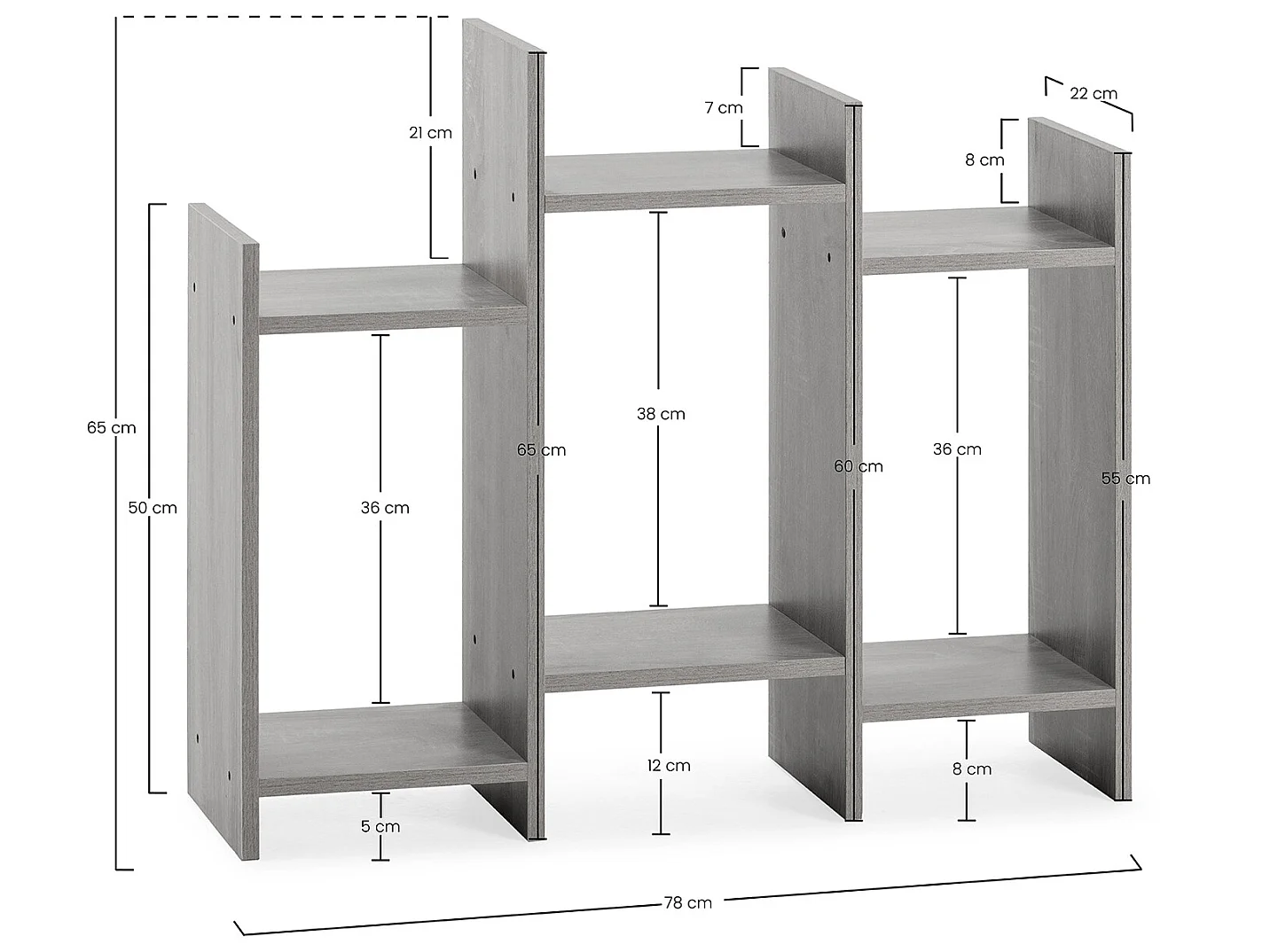Scaffale Feroe 3 fori colore rovere
