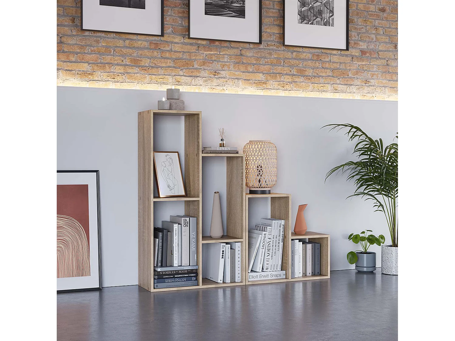 Boekenplank Cies 6 vakken kleur Eikenhout