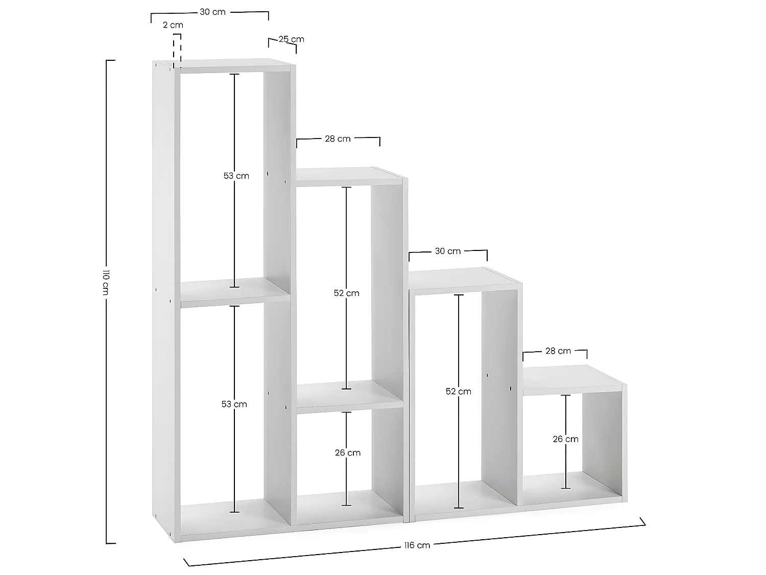 Boekenplank Cies 6 vakken kleur Eikenhout