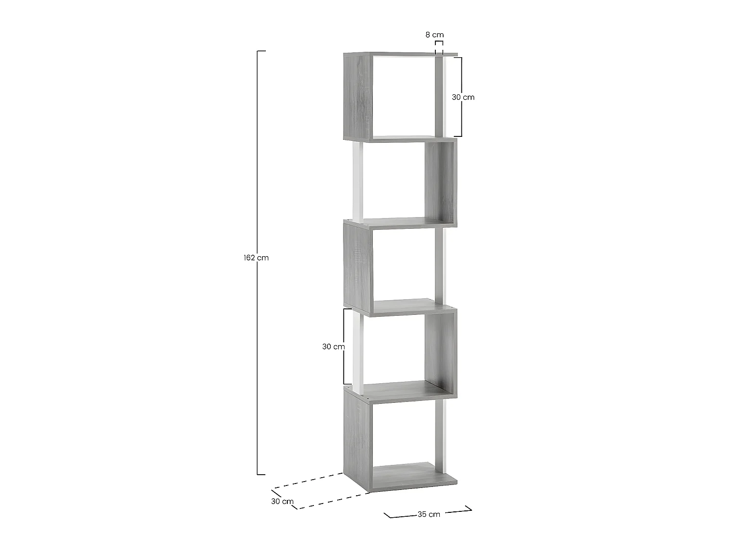 Estantería Maldivas 5 huecos color Roble/Blanco